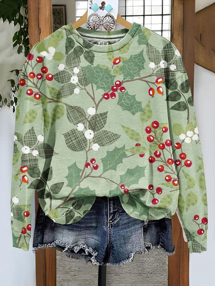 Christmas Fruit Art Print Casual Sweatshirt
