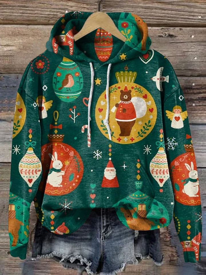 Merry Christmas Collection Painting Art Print Casual Hoodie Sweatshirt