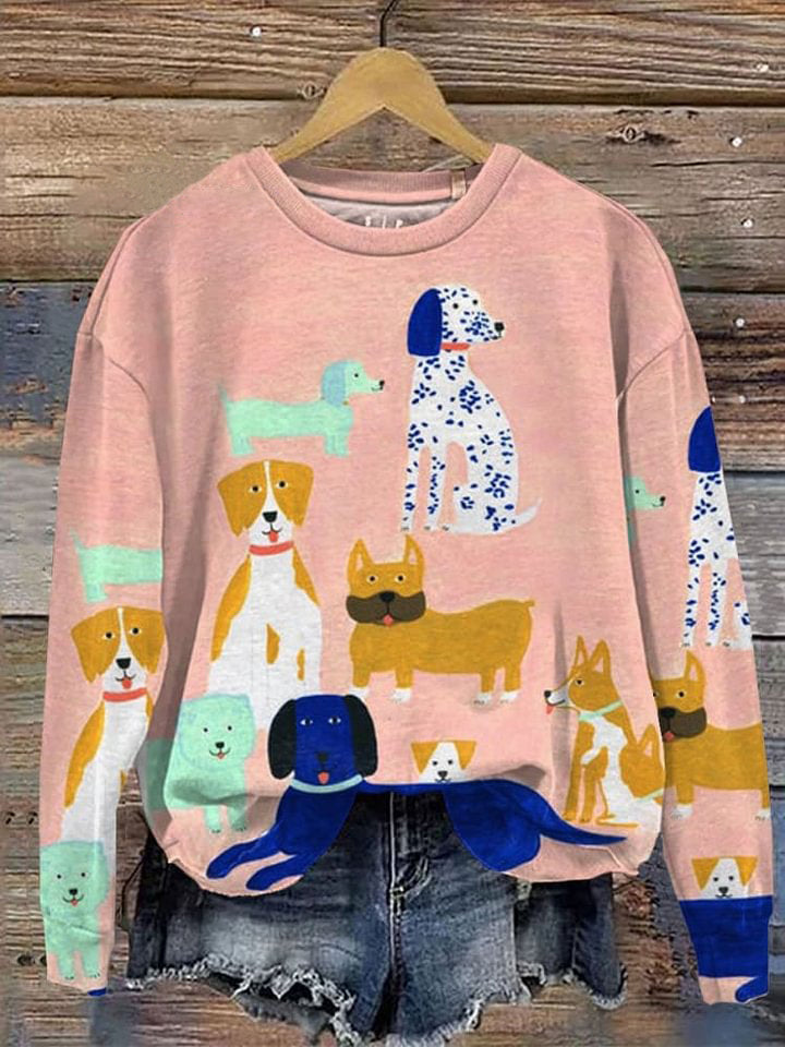 Funny Dog Art Print Casual Sweatshirt