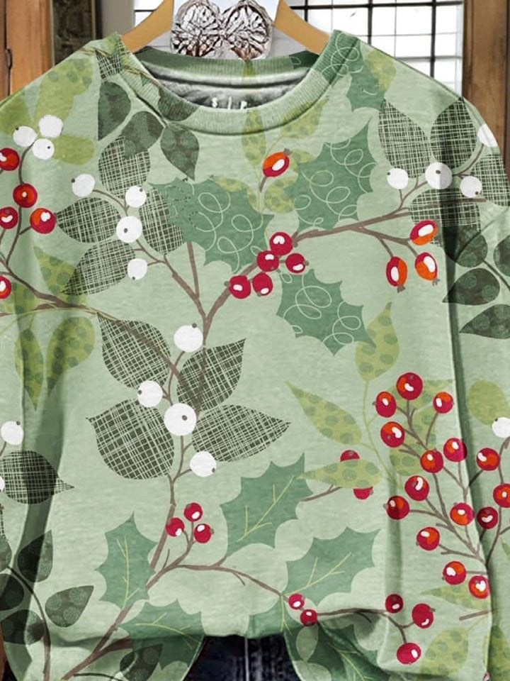 Christmas Fruit Art Print Casual Sweatshirt