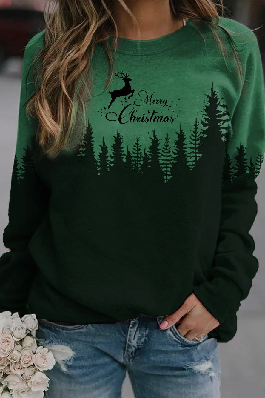 Landscape Print Round Neck Long Sleeves Sweatshirt