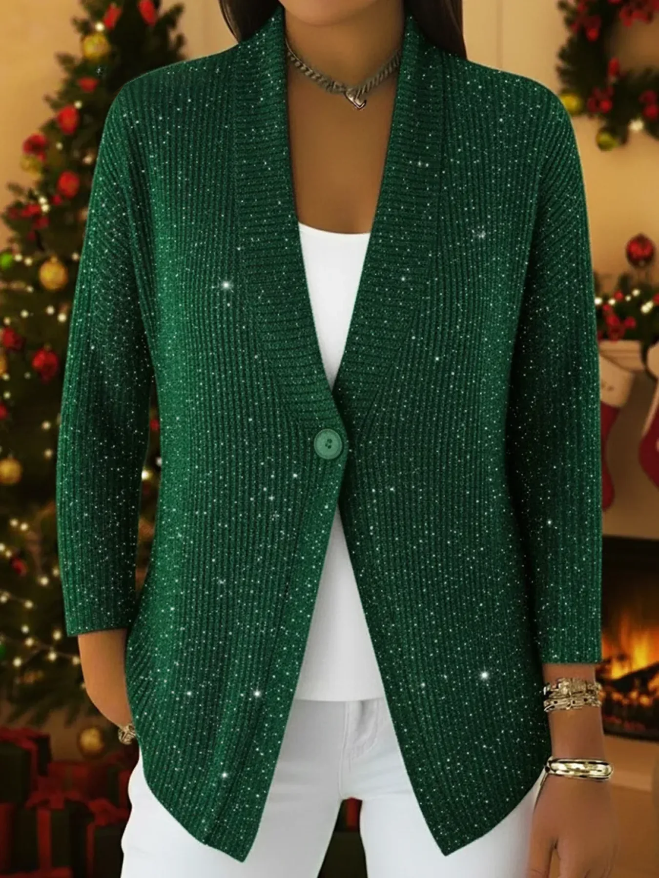Classic Retro Buttoned Knit Cardigan with a Graceful Shawl Collar