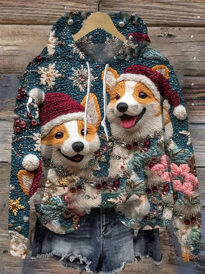 Women's Dog Christmas Print Casual Sweatshirt