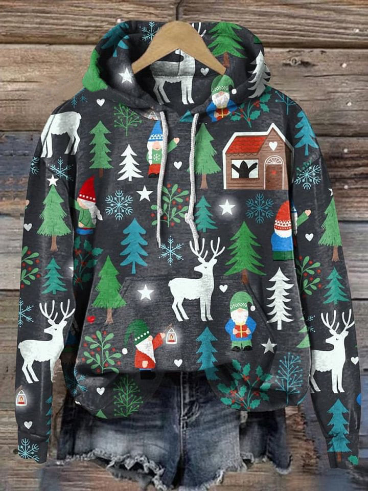 Merry Christmas Collection Painting Art Print Casual Hoodie Sweatshirt