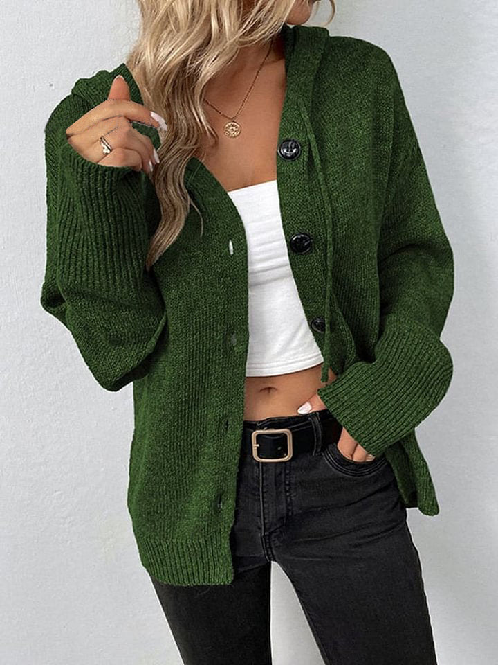 Women's Autumn and Winter Drawstring Knitted Cardigan Sweater