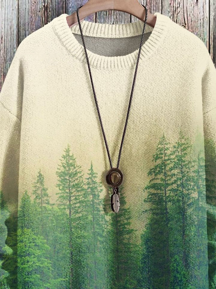 Christmas Tree Christmas Art Print Pullover Knitted Sweater