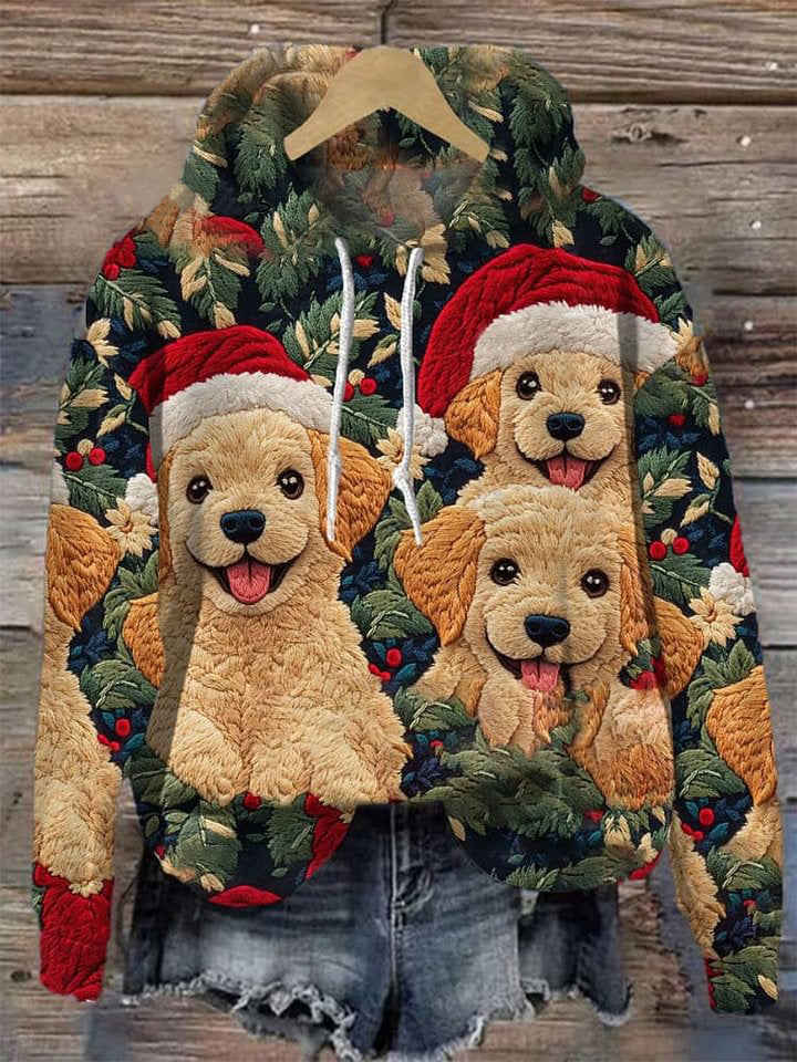 Women's Dog Christmas Print Casual Sweatshirt