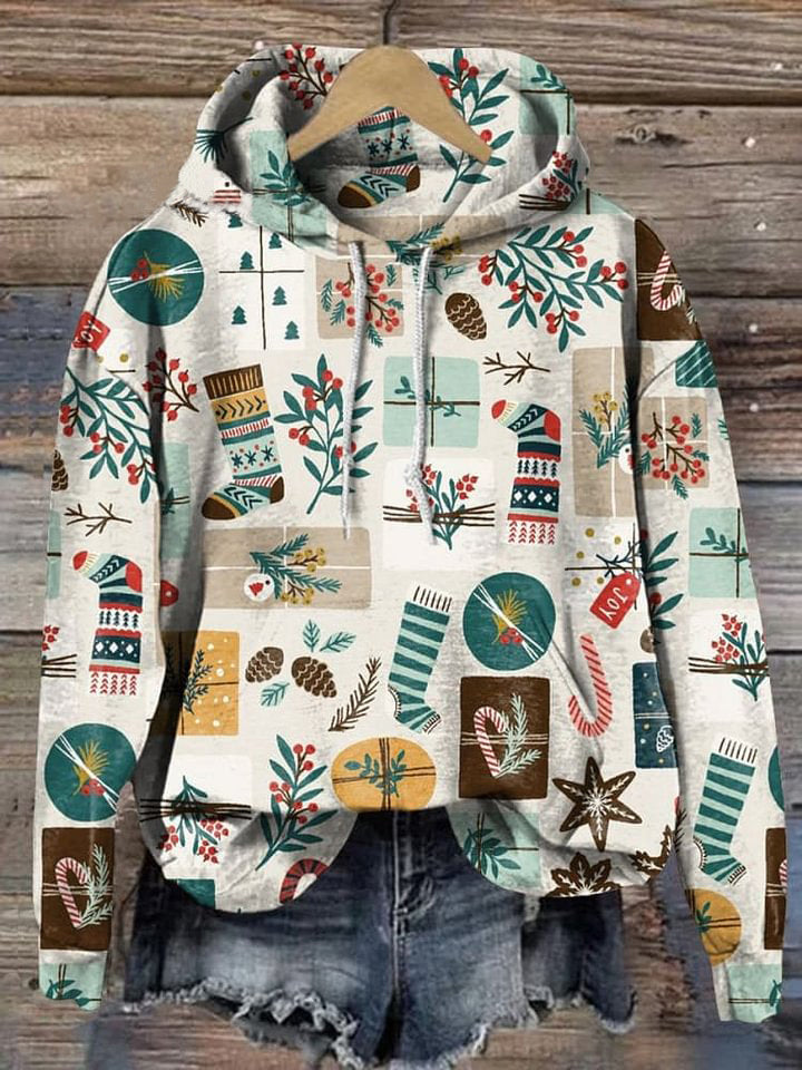 Merry Christmas Collection Painting Art Print Casual Hoodie Sweatshirt