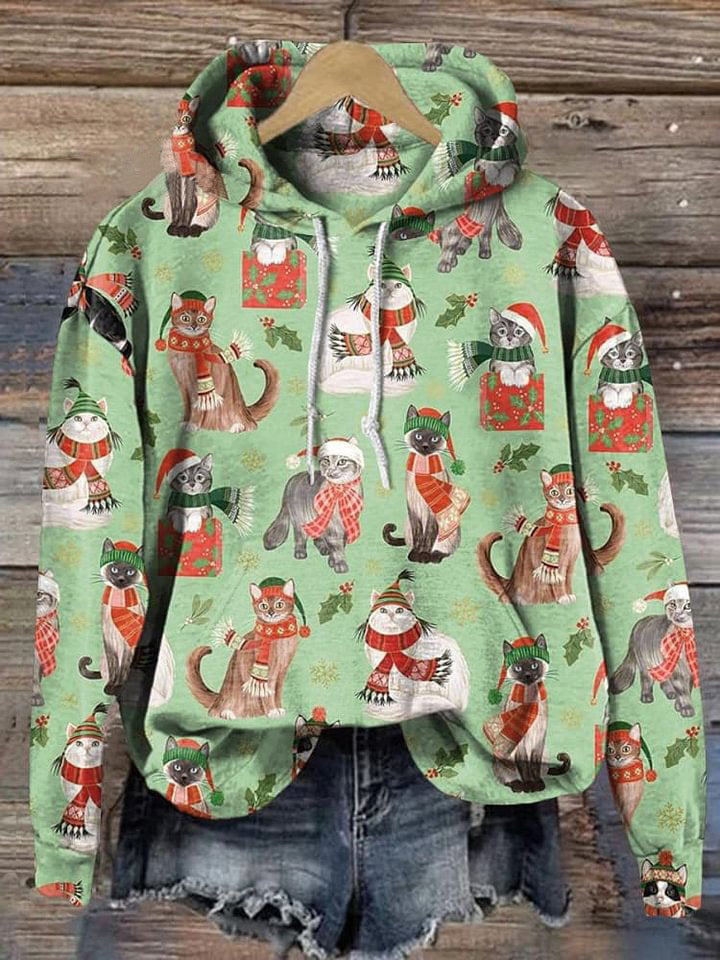 Merry Christmas Collection Painting Art Print Casual Hoodie Sweatshirt