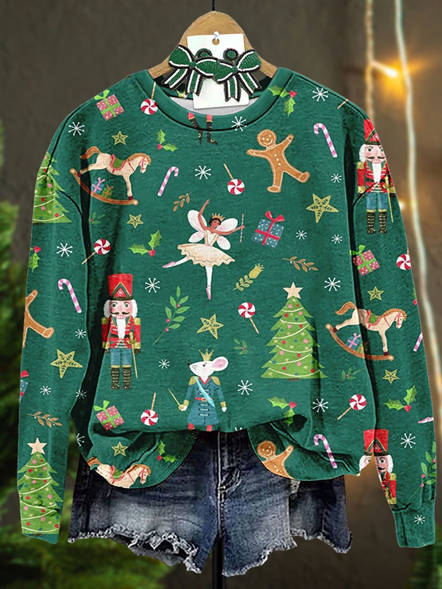 Lovely Christmas Nutcracker Tree Art Print Casual Sweatshirt