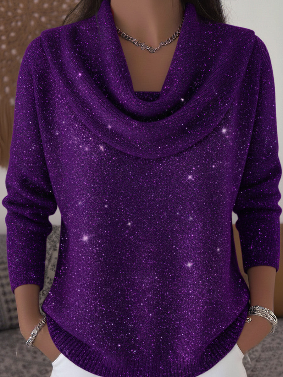 Women's Elegant Solid Color Loose Shiny Sweater