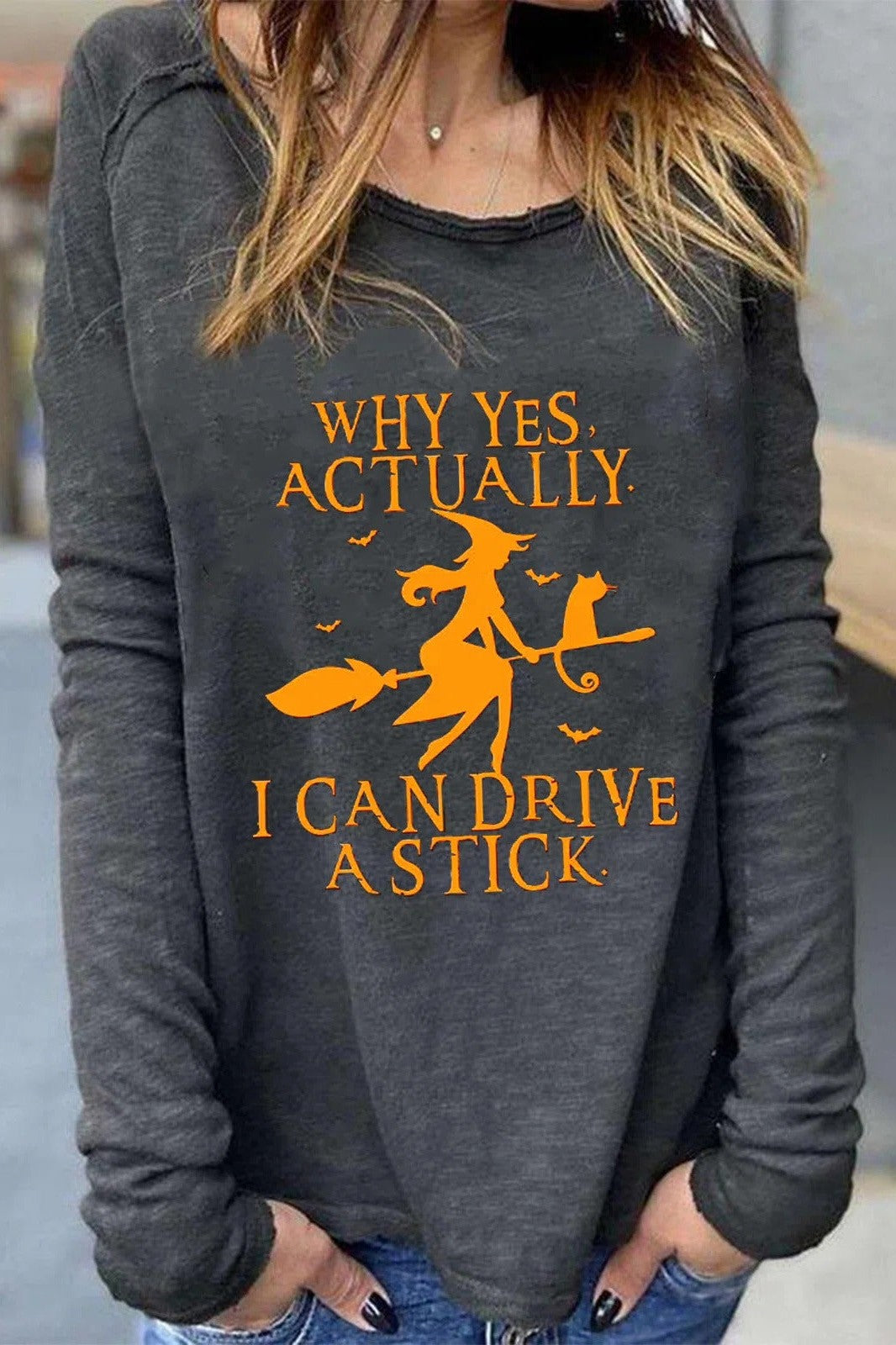 Halloween Print Crew Neck Long Sleeves Sweatshirt