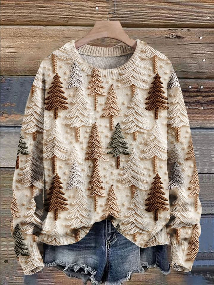 Christmas Gift Christmas Tree Art Print Knit Pullover Sweater