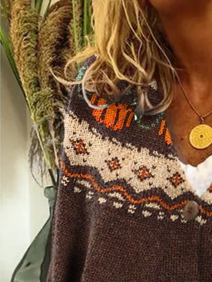 Women's The Cozy Pumpkin Print Long Sleeve Cardigan