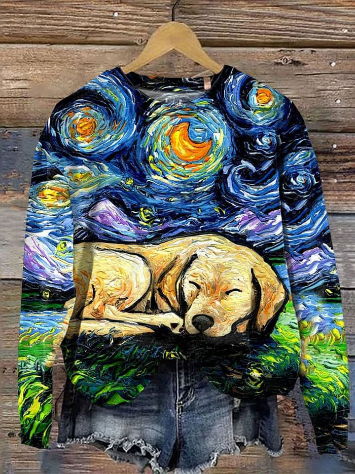 Funny Dog Art Print Casual  Sweatshirt