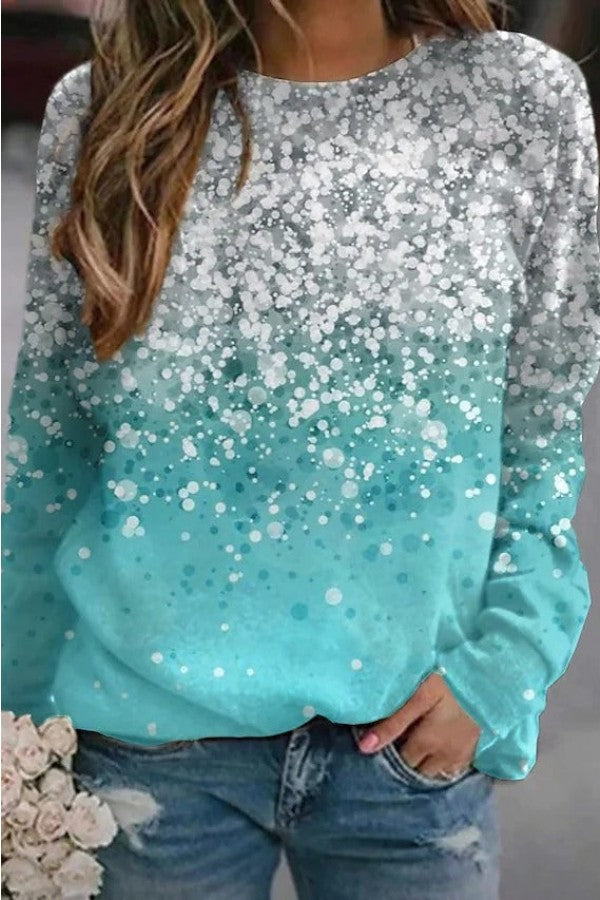 Gradient Color Crew Neck Long Sleeves Sweatshirt